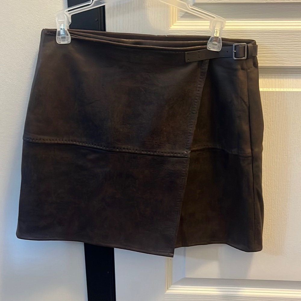 Ladies faux leather wrap skirt